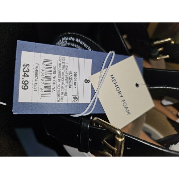 Universal Thread Alba Platform Heels SZ 8 | Black Sandals with Memory Foam NEW - Picture 4 of 7